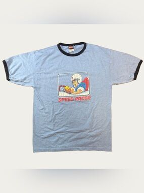 VTG 90s Speed Racer T Shirt Mach GoGoGo Mens XL Blue Ringer Tee TNT